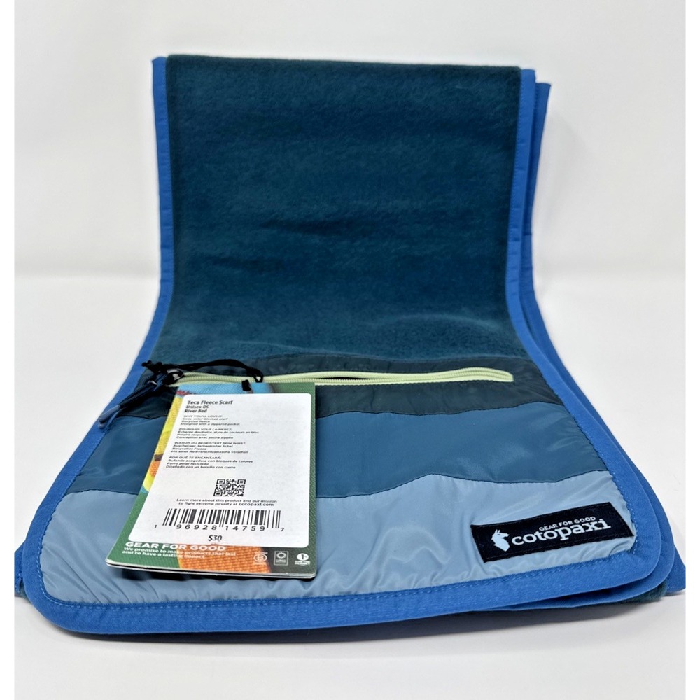 NWT Cotopaxi Scarf Unisex One Size Blue Fleece Zip Pocket Neck Warmer